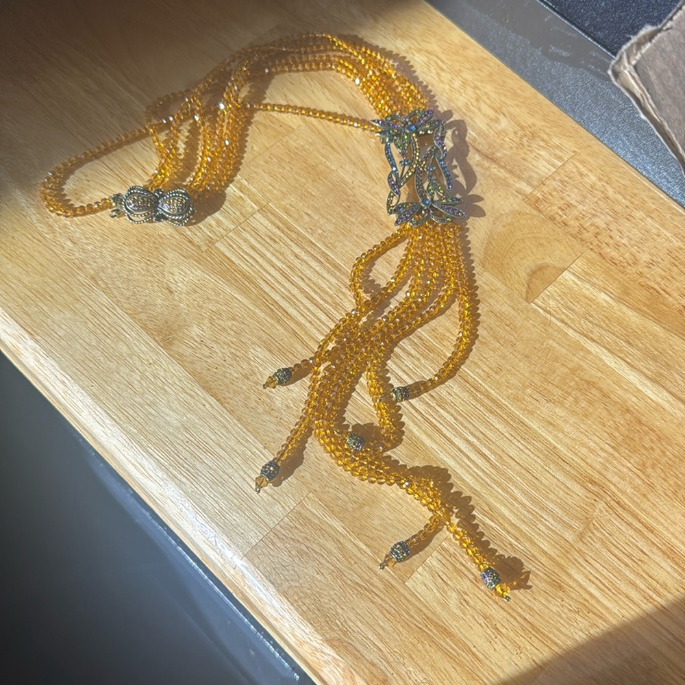 Heidi Daus dragonfly long necklace used once beautiful sparkly